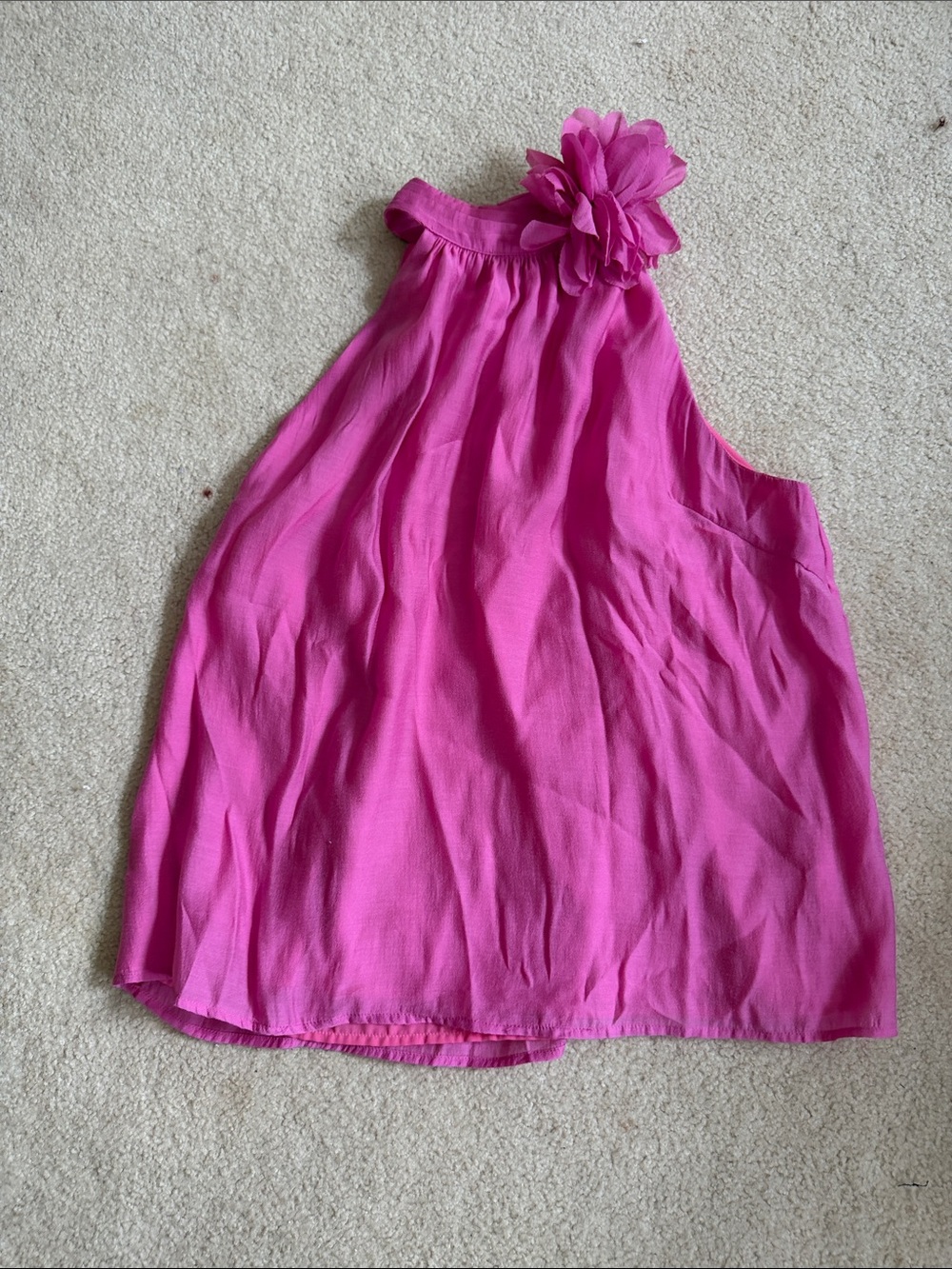 fab'rik Hot Pink Halter Tank with Flower Accent